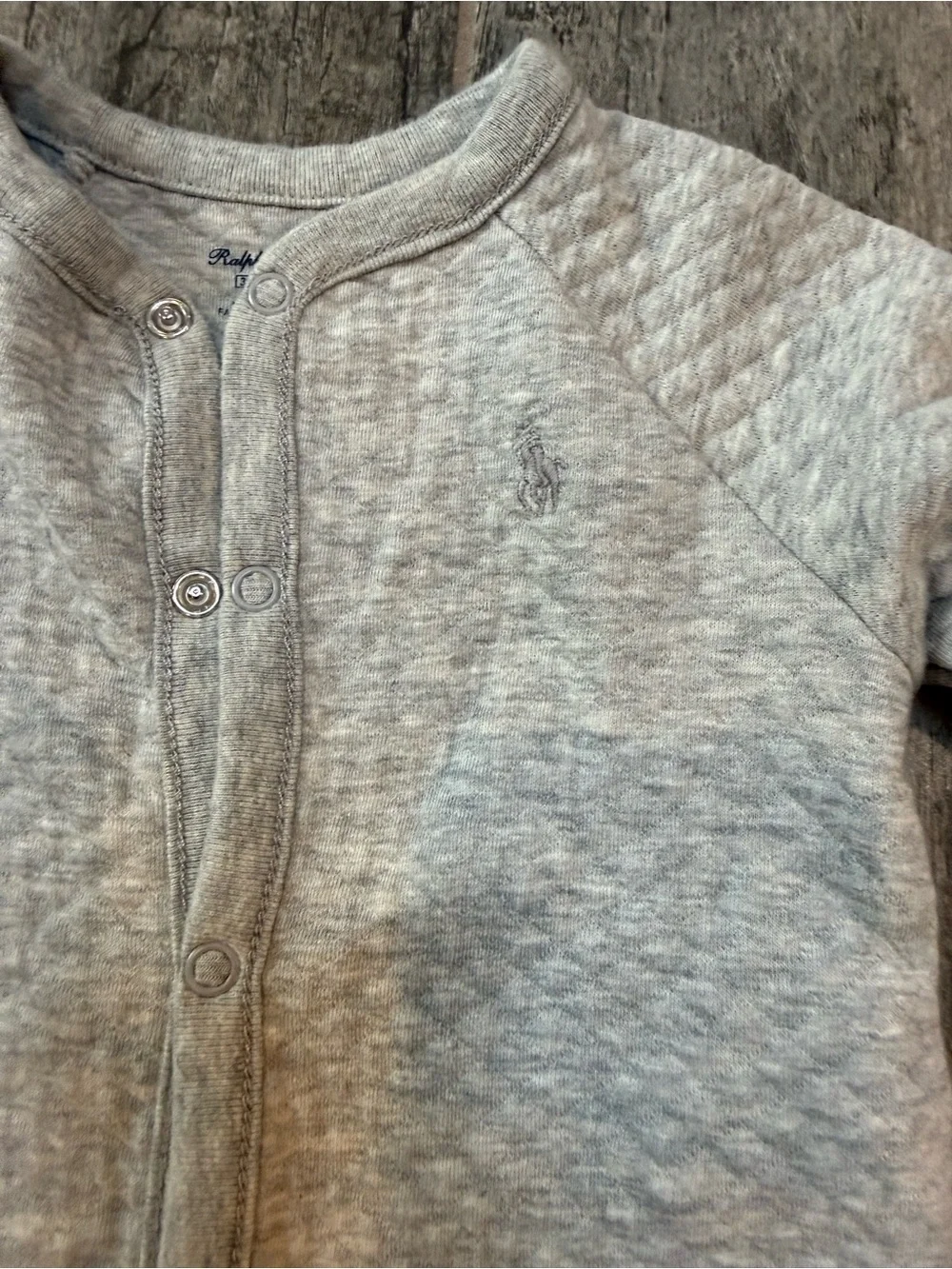Polo Ralph Baby Lauren Baby Grey Quilted Cotton Coverall Romper - 3 months